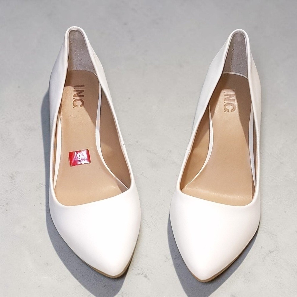 INC International Concepts Womens White Pointed Toe Stiletto Pumps Size 9M Heels